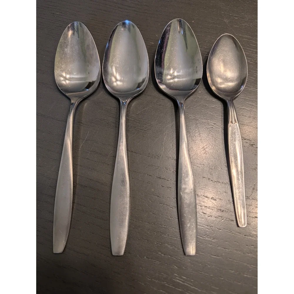 4 Vtg MCM‎ Japan Stainless Steel Spoons Minimalist Danish Modern Replacement Lot